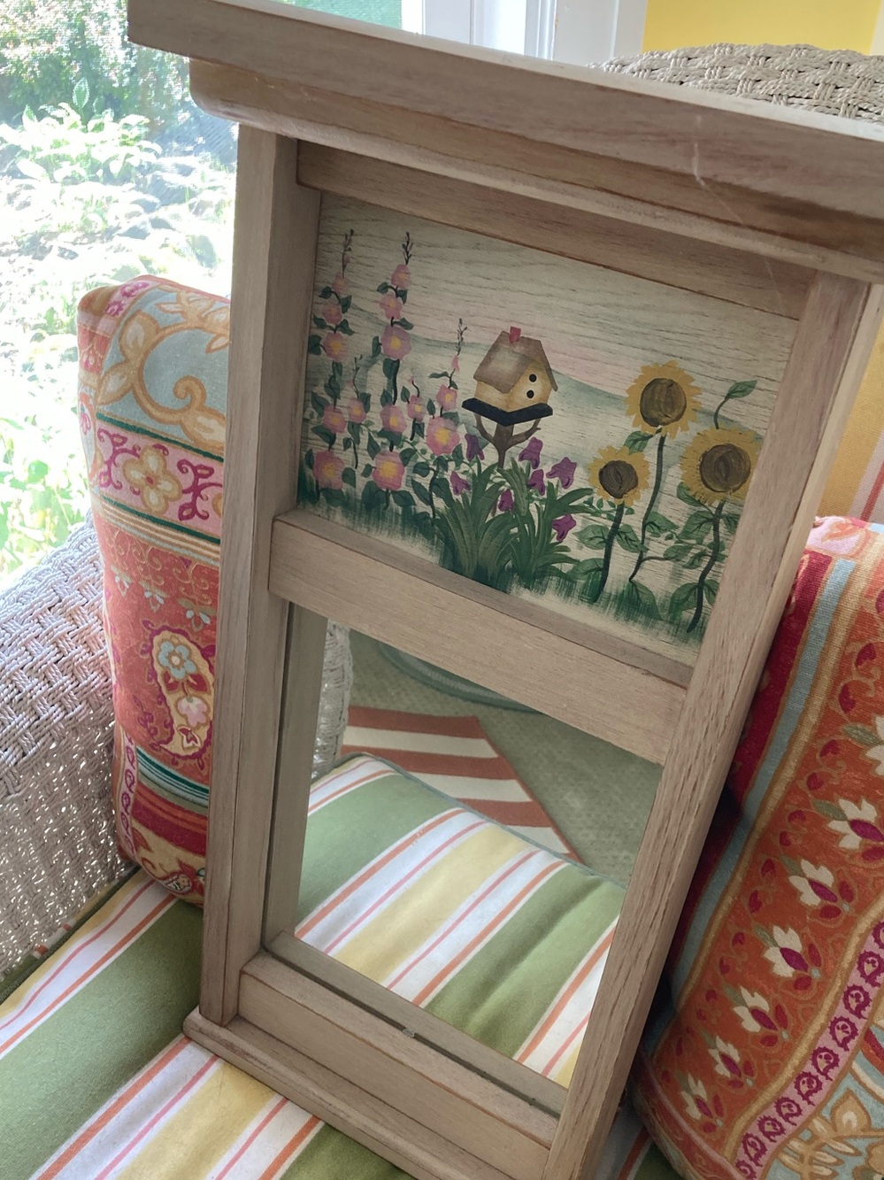 Absolutely Adorable! Wood Mirror w Hand Painted Sunflower Garden